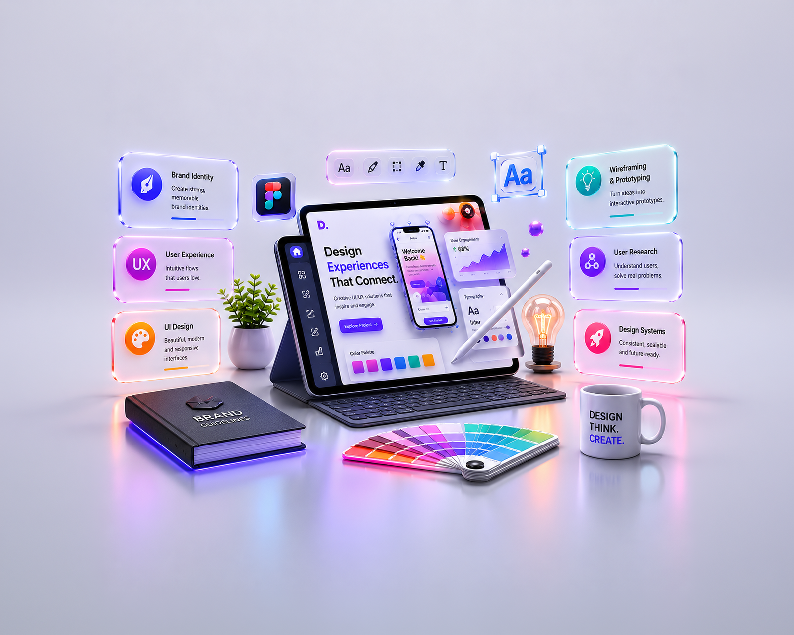 Branding & UI/UX — sculpted glass concept