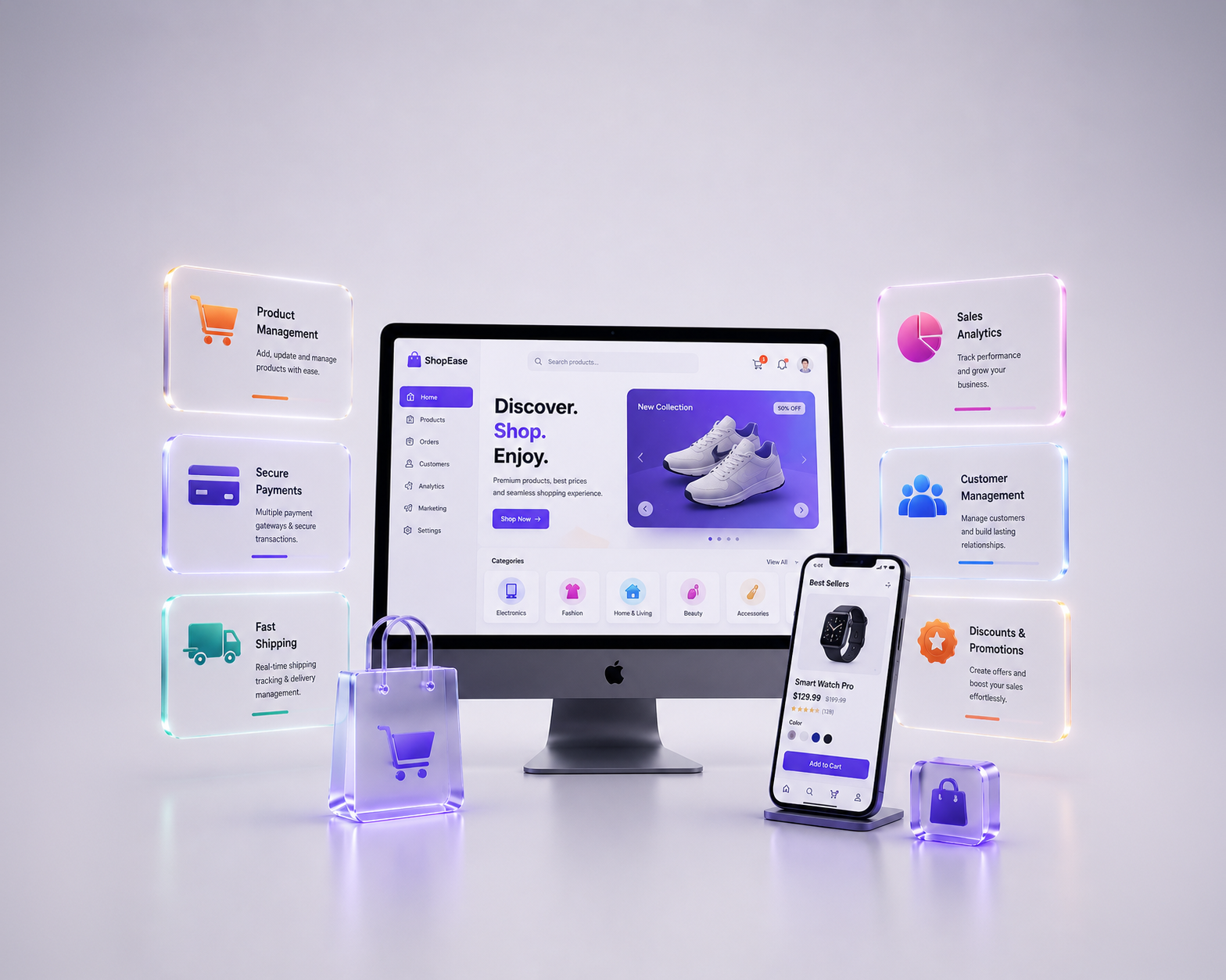 E-commerce — sculpted glass concept