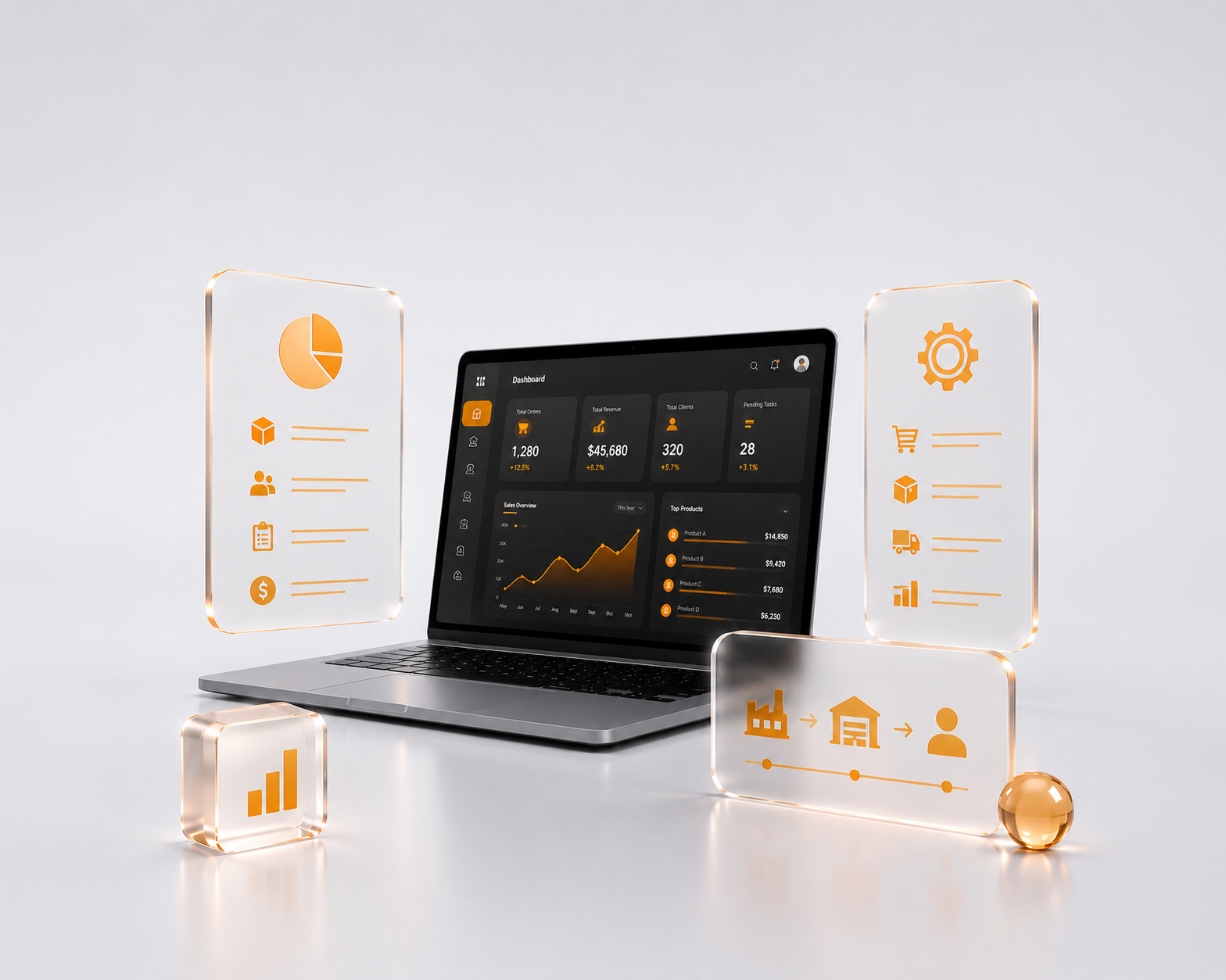 ERP Solutions — sculpted glass concept