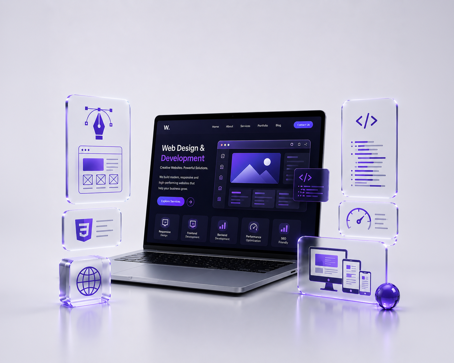 Web Design & Development — sculpted glass concept