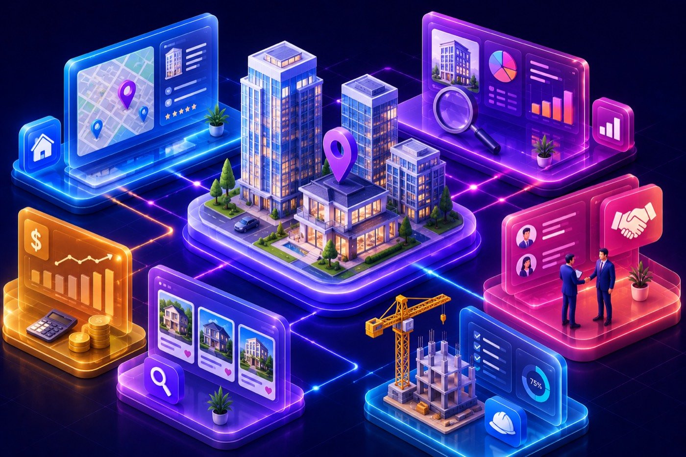 Real Estate — systems we build, illustrated