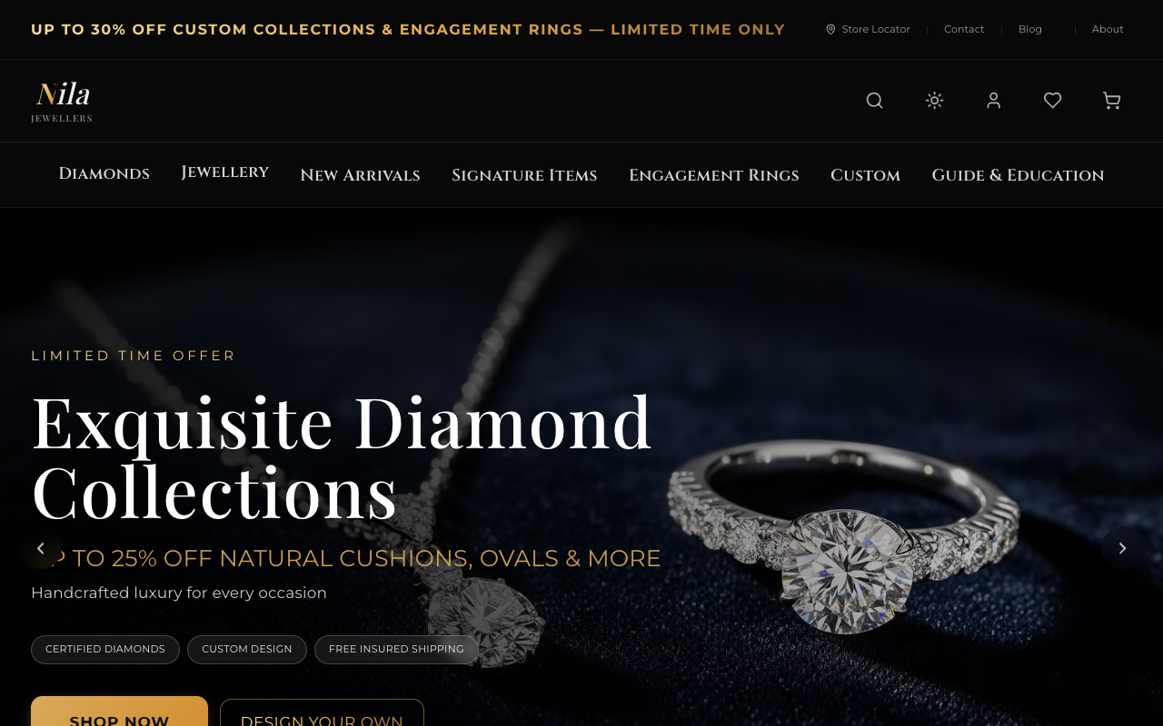 Nila Jewellery — website snapshot